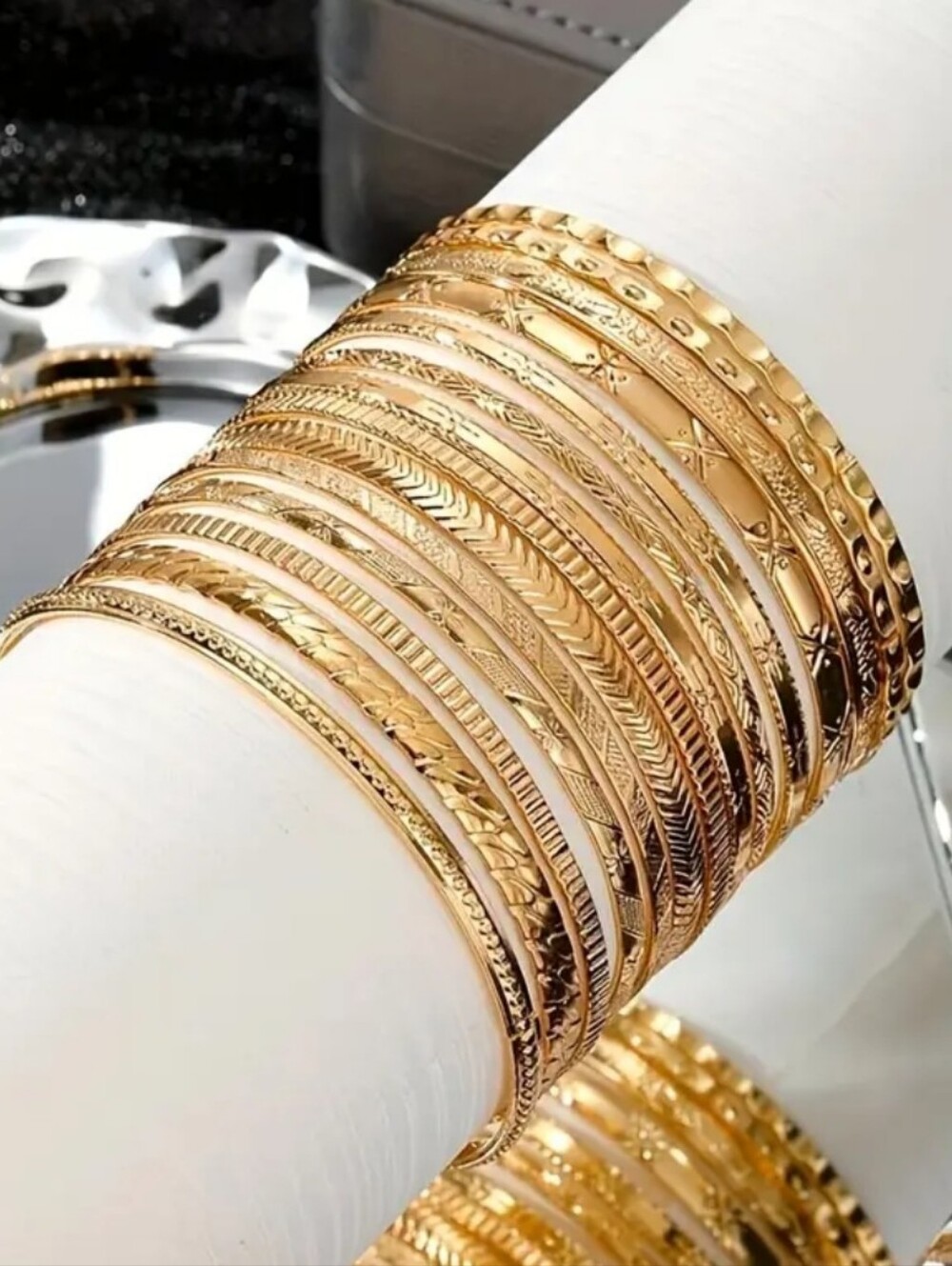 14 PCS Stacked Gold Plated Bracelet Set Gift Box